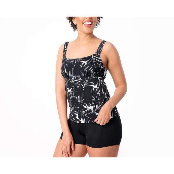 Kim Gravel x Swimsuits Scoop Neck Tankini Set w/ Bike Shorts Black Size 6 - Picture 1 of 10